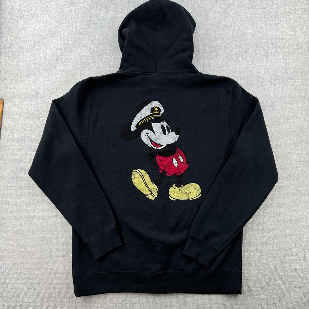Disney Cruise Line Full Zip Hoodie Men Large Black Mickey Mouse Logo Disneybound - Picture 3 of 10